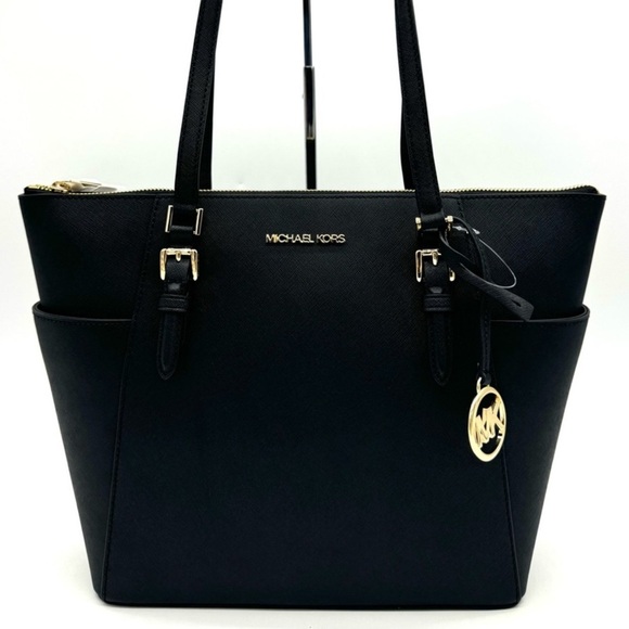 Michael Kors Handbags - Michael Kors Large Charlotte TZ Tote Bag Black/Gold (NWT)